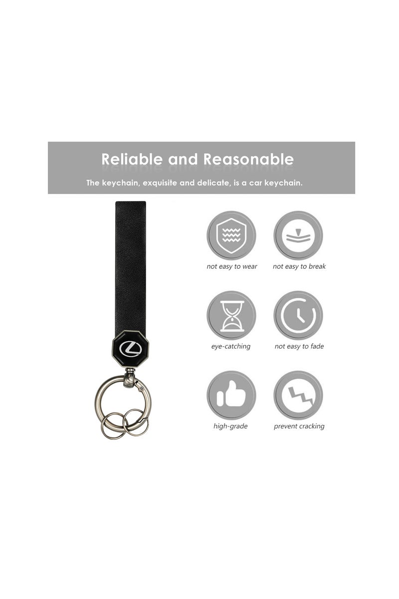 ليكساس سلسلة مفاتيح سيارة جلدية بشعار لكزس - حامل مفاتيح دوار 360 درجة، حزام ناعم، حلقة زنبركية محمولة، حلقة مفاتيح معدنية متينة لمفاتيح السيارة والمنزل والإكسسوارات (12.5 سم × 1.5 سم) - Image 4