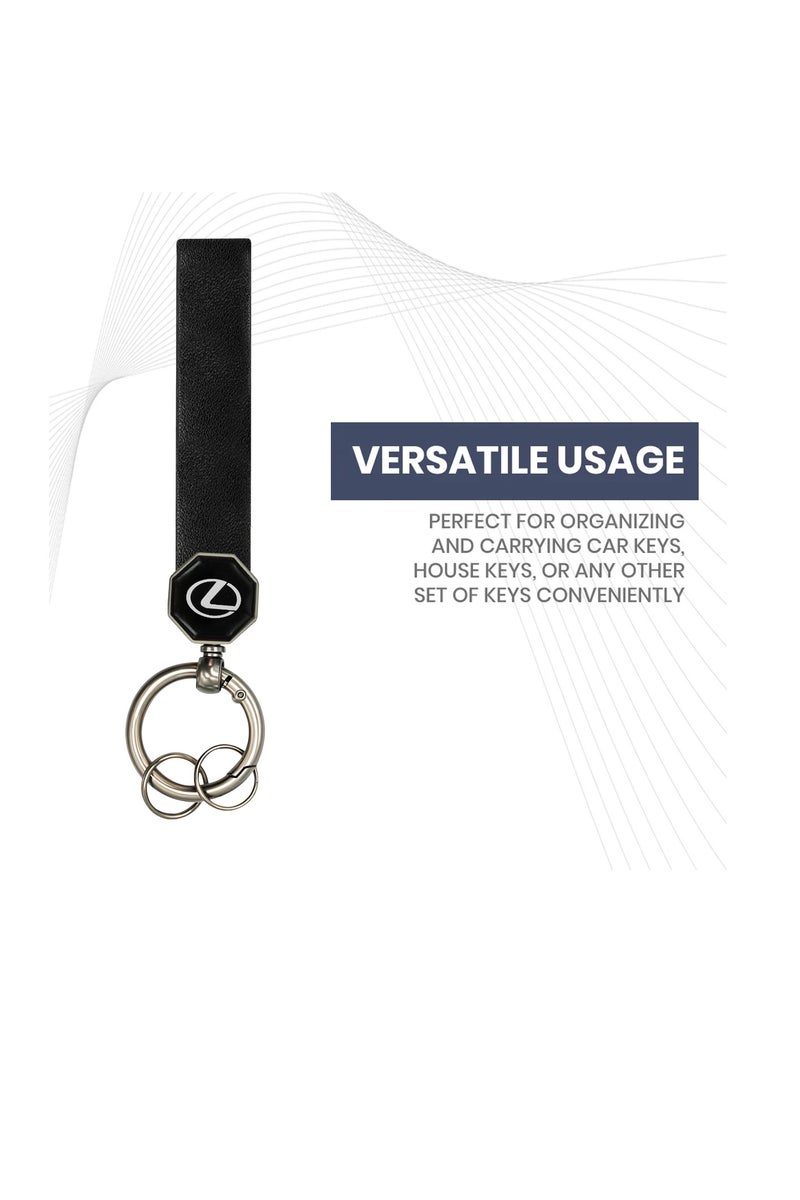 ليكساس سلسلة مفاتيح سيارة جلدية بشعار لكزس - حامل مفاتيح دوار 360 درجة، حزام ناعم، حلقة زنبركية محمولة، حلقة مفاتيح معدنية متينة لمفاتيح السيارة والمنزل والإكسسوارات (12.5 سم × 1.5 سم) - Image 5