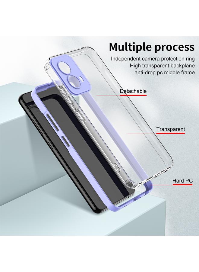 S-TOP Case For Motorola Moto G34 3 in 1 Clear TPU Color PC Frame Phone Case - Image 3