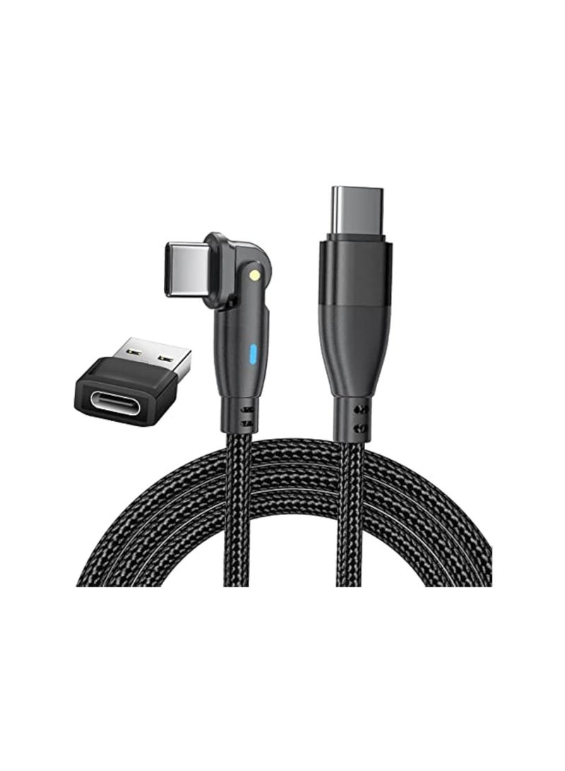 General USB C to USB C Fast Charging Cable 2M 6ft 60W with USB A Adapter, 20V3A 180° Rotating Fast Charge Cable, Nylon Braided Fast Charging Cord Type C Compatible with MacBook Pro Air, iPad Pro, Samsung Galaxy  - Image 1