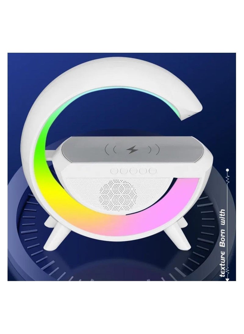 Bluetooth Audio Night Light G Shaped Speaker with Wireless Charger Stereo Surround Bass Music Box for Bedroom, for Teenage Girls Boy Men Women White - Image 4