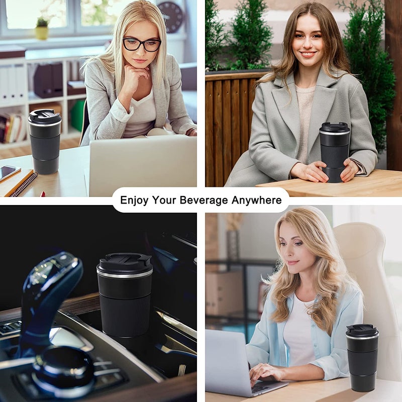 Onlyeasy Stainless Steel Vacuum Insulated Coffee Travel Mug for Ice Drink & Hot Beverage, Double Wall Travel Tumbler Cups with Spill Proof Lid [510 ML] (Black) - Image 5