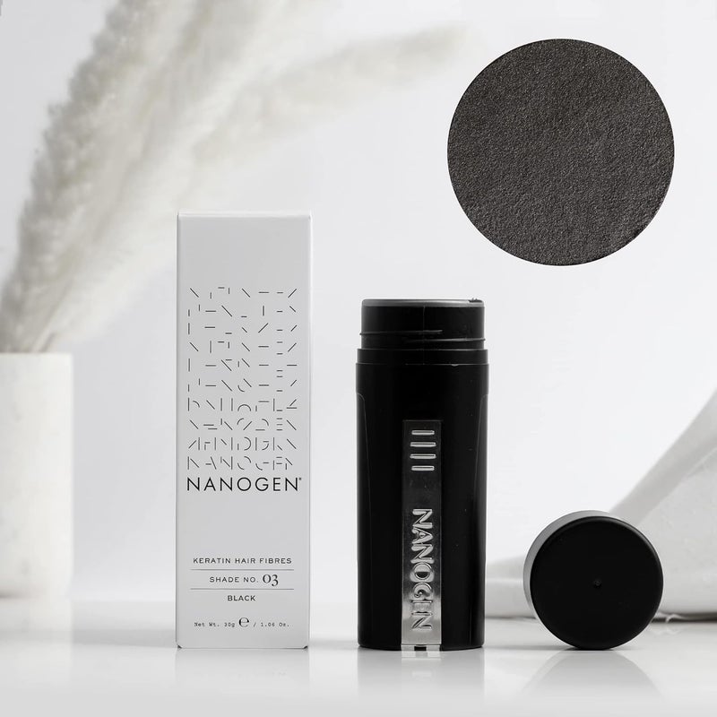 Nanogen Keratin Hair Thickening Fibres 30g - Black - 2 Month Supply for Thinning Hair - Image 2