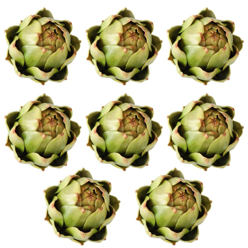 GiftYou 8Pack Large Green Faux Artichokes  Artificial Vegetables and Fake Fruits for Kitchen Decorations Green