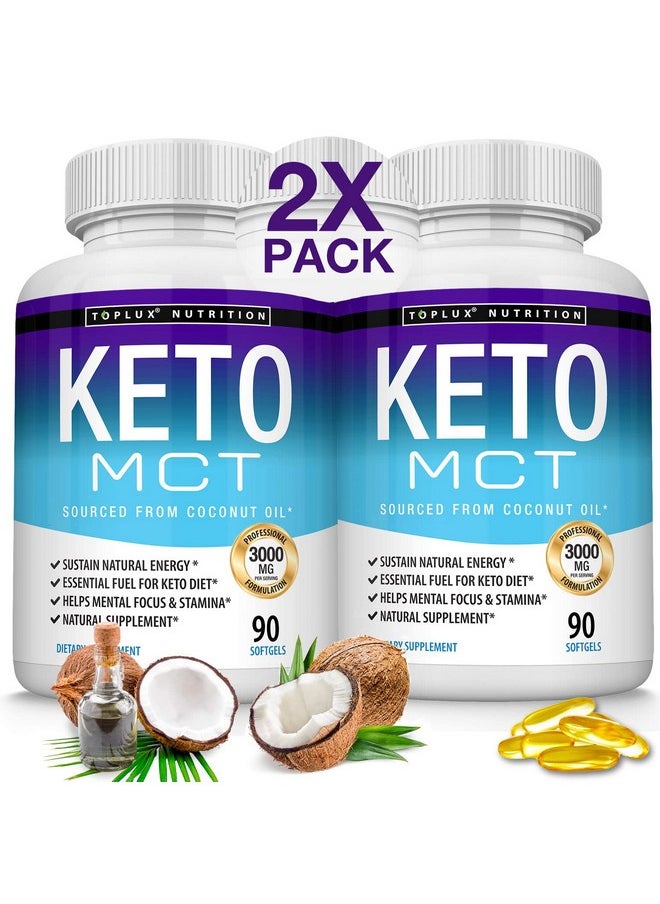 Toplux Keto Mct Oil Capsules Ketosis Diet 3000Mg Natural Pure Coconut Oil Extract Pills To Support Ketogenic Diet Source Of Energy Easy To Digest For Men Women 90 Softgels Supplement  - Image 2