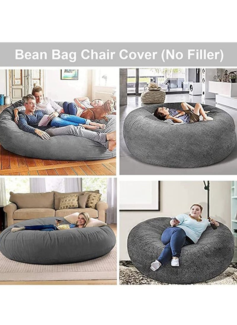 Arabest - Bean Bag Chairs，Giant Bean Bag Chair for Adults，6ft Big Bean Bag Cover Comfy Bean Bag Bed (No Filler, Cover only) Fluffy Lazy Sofa (Snow Blue 6ft(150*75cm)) - Image 1