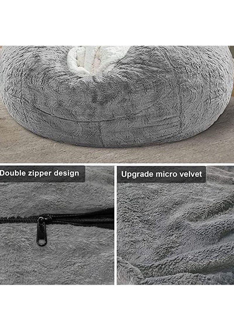 Arabest - Bean Bag Chairs，Giant Bean Bag Chair for Adults，6ft Big Bean Bag Cover Comfy Bean Bag Bed (No Filler, Cover only) Fluffy Lazy Sofa (Snow Blue 6ft(150*75cm)) - Image 1