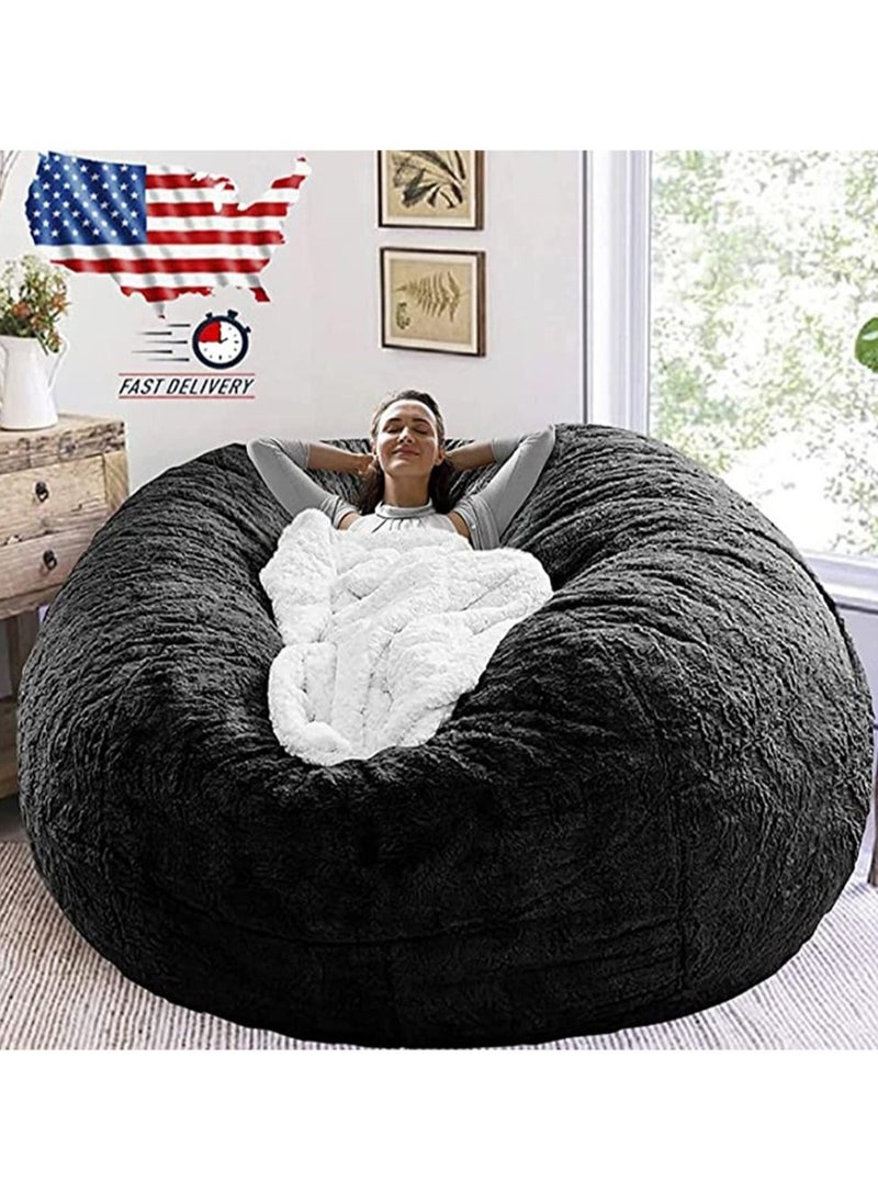 Arabest - Bean Bag Chairs，Giant Bean Bag Chair for Adults，6ft Big Bean Bag Cover Comfy Bean Bag Bed (No Filler, Cover only) Fluffy Lazy Sofa (Snow Blue 6ft(150*75cm)) - Image 1