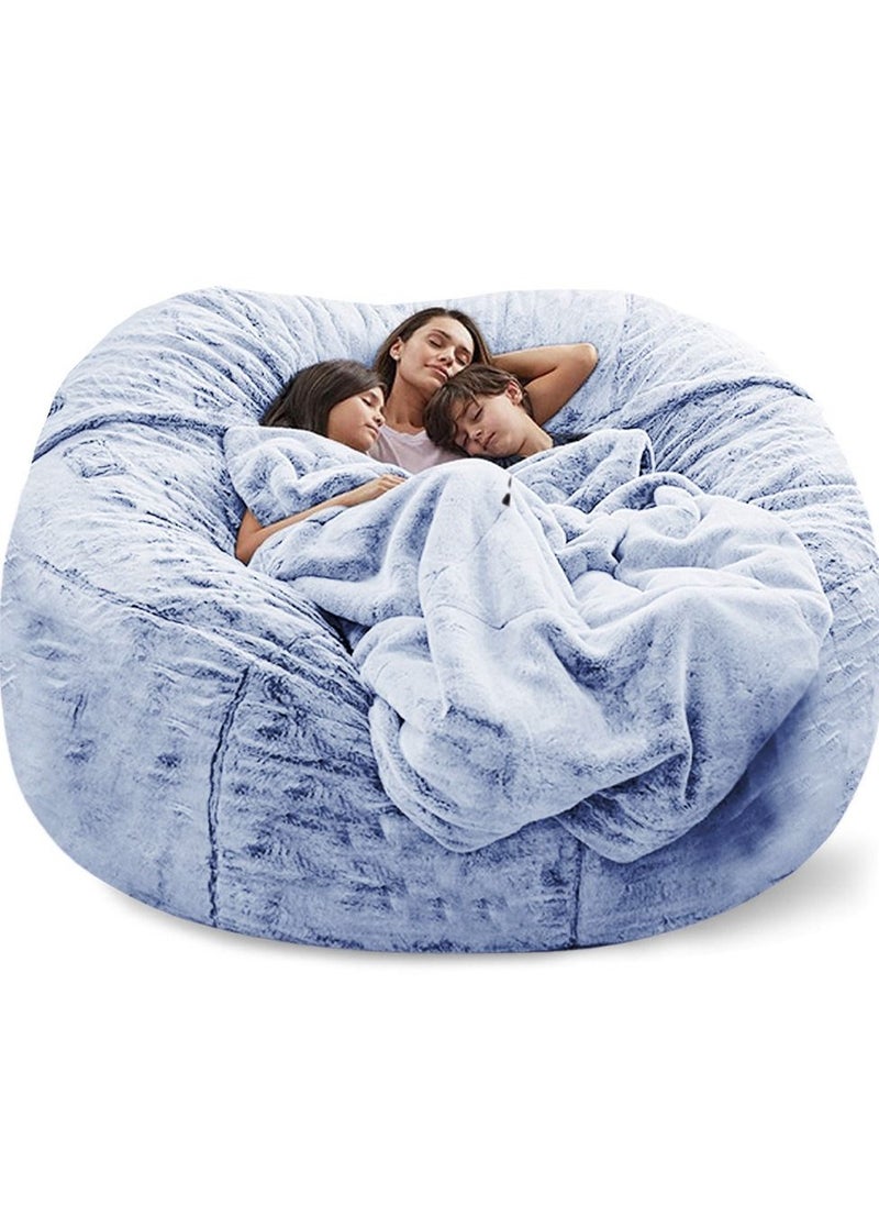 Arabest - Bean Bag Chairs，Giant Bean Bag Chair for Adults，6ft Big Bean Bag Cover Comfy Bean Bag Bed (No Filler, Cover only) Fluffy Lazy Sofa (Snow Blue 6ft(150*75cm)) - Image 1