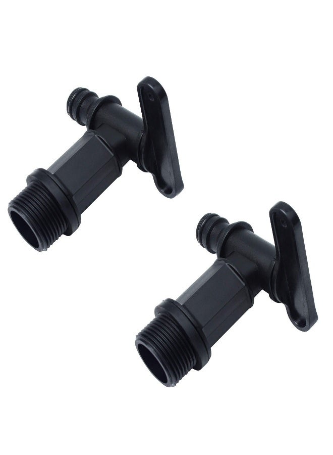 2PCS Water Tap, ¾ BSP Thread for Water Hose Connector,  Faucets for Kitchen and Garden Storage Bucket Black - Image 1