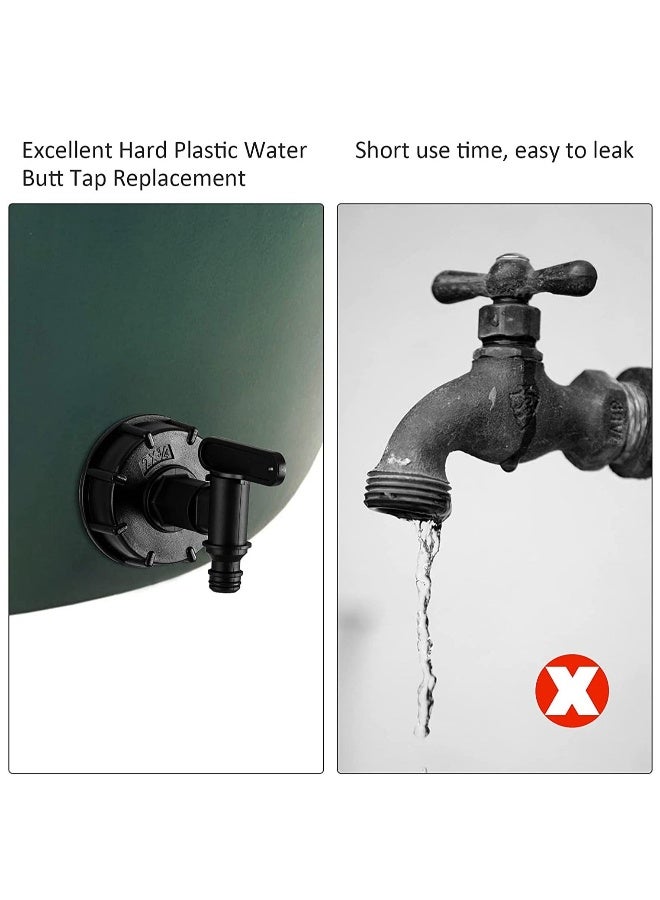 2PCS Water Tap, ¾ BSP Thread for Water Hose Connector,  Faucets for Kitchen and Garden Storage Bucket Black - Image 2