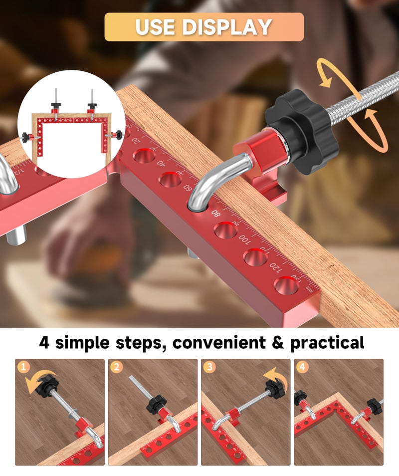 Artelio Corner Clamps for Woodworking, 90 Degree Corner Clamp, 4 Pack 5.5" x 5.5" Aluminum Alloy Woodworking Tools, with Storage Case, Clamping Positioning Squares for Cabinet, Frame, Drawer, Box - Image 2