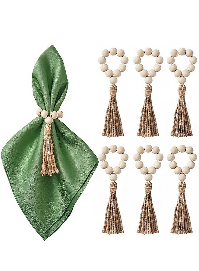 6 قطع حلقات المناديل حلقات المناديل الخشبية خرزة الخشب حلقات مناديل المائدة حلقات مناديل الديكور مجموعات أدوات المائدة، وليمة الربيع، زفاف، حفلة عشاء العطلات - Image 1