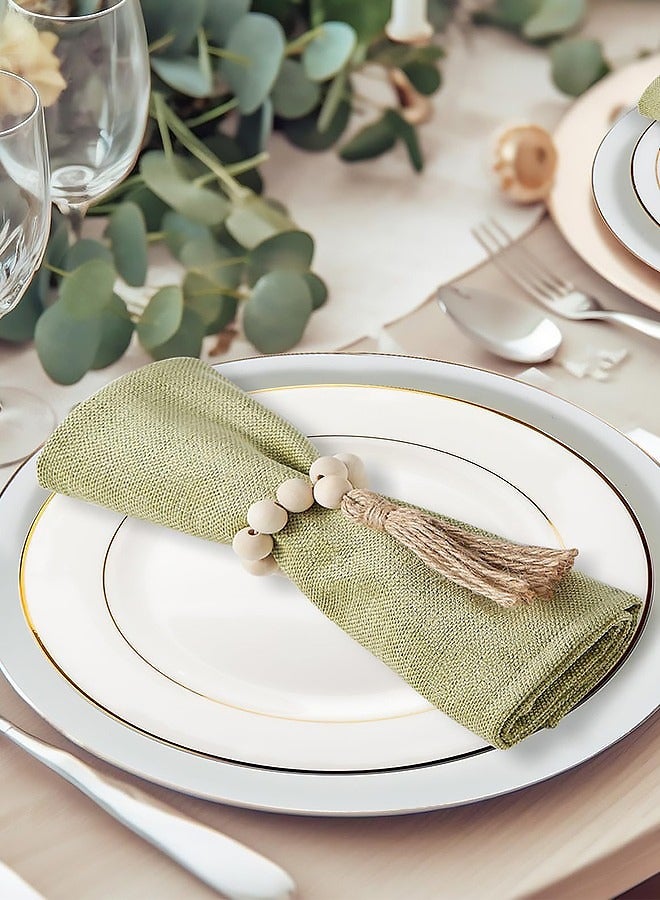 6 قطع حلقات المناديل حلقات المناديل الخشبية خرزة الخشب حلقات مناديل المائدة حلقات مناديل الديكور مجموعات أدوات المائدة، وليمة الربيع، زفاف، حفلة عشاء العطلات - Image 3