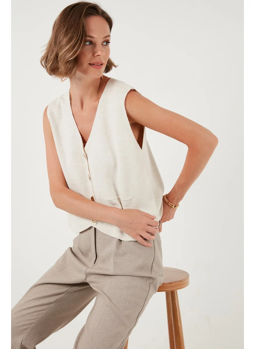 Lela V Neck Buttoned Knitted Vest Women's Vest 4616177
