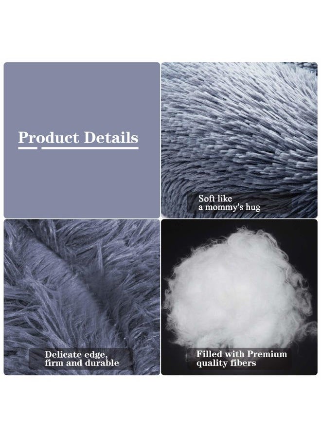 MFox سرير كلاب مهدئ (L/XL/XXL/XXXL) للكلاب المتوسطة والكبيرة سرير مريح للحيوانات الأليفة من الفرو الصناعي على شكل دونات حتى 25/35/55/100 رطل - Image 2