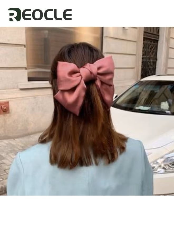 ريوكل مشابك شعر البنات مشابك شعر بنات بفيونكات شعر لامعة معقودة من القماش اللامع مشابك شعر فرنسية كبيرة مشابك شعر بفيونكات شعر كبيرة مشابك شعر مصنوعة يدوياً إكسسوارات شعر أسود - Image 3