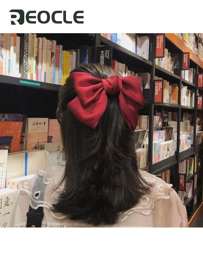 ريوكل مشابك شعر البنات مشابك شعر بنات بفيونكات شعر لامعة معقودة من القماش اللامع مشابك شعر فرنسية كبيرة مشابك شعر بفيونكات شعر كبيرة مشابك شعر مصنوعة يدوياً إكسسوارات شعر أسود - Image 4