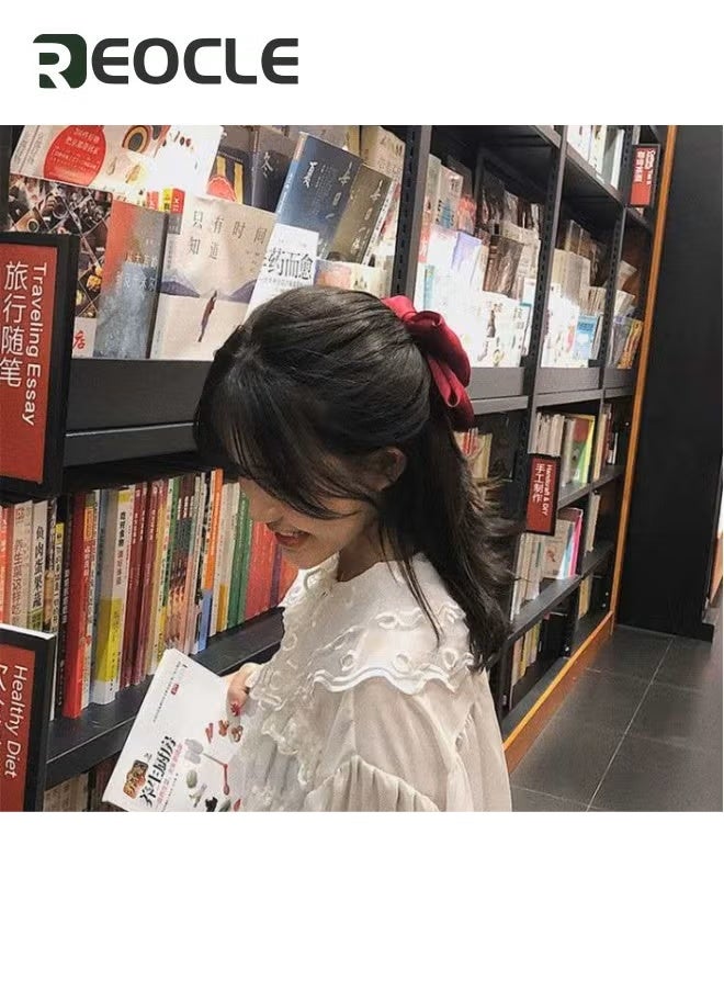 ريوكل مشابك شعر البنات مشابك شعر بنات بفيونكات شعر لامعة معقودة من القماش اللامع مشابك شعر فرنسية كبيرة مشابك شعر بفيونكات شعر كبيرة مشابك شعر مصنوعة يدوياً إكسسوارات شعر أسود - Image 5