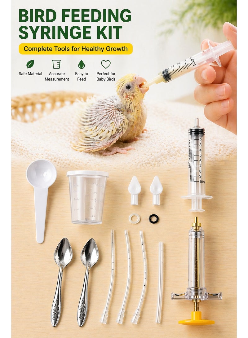 Sisily Baby Bird Feeding Syringe  Set Parrot Hand Feeding Kit with Feeding Tube Measuring Cup and Spoon Small Pet Chick Care Tools - Image 1