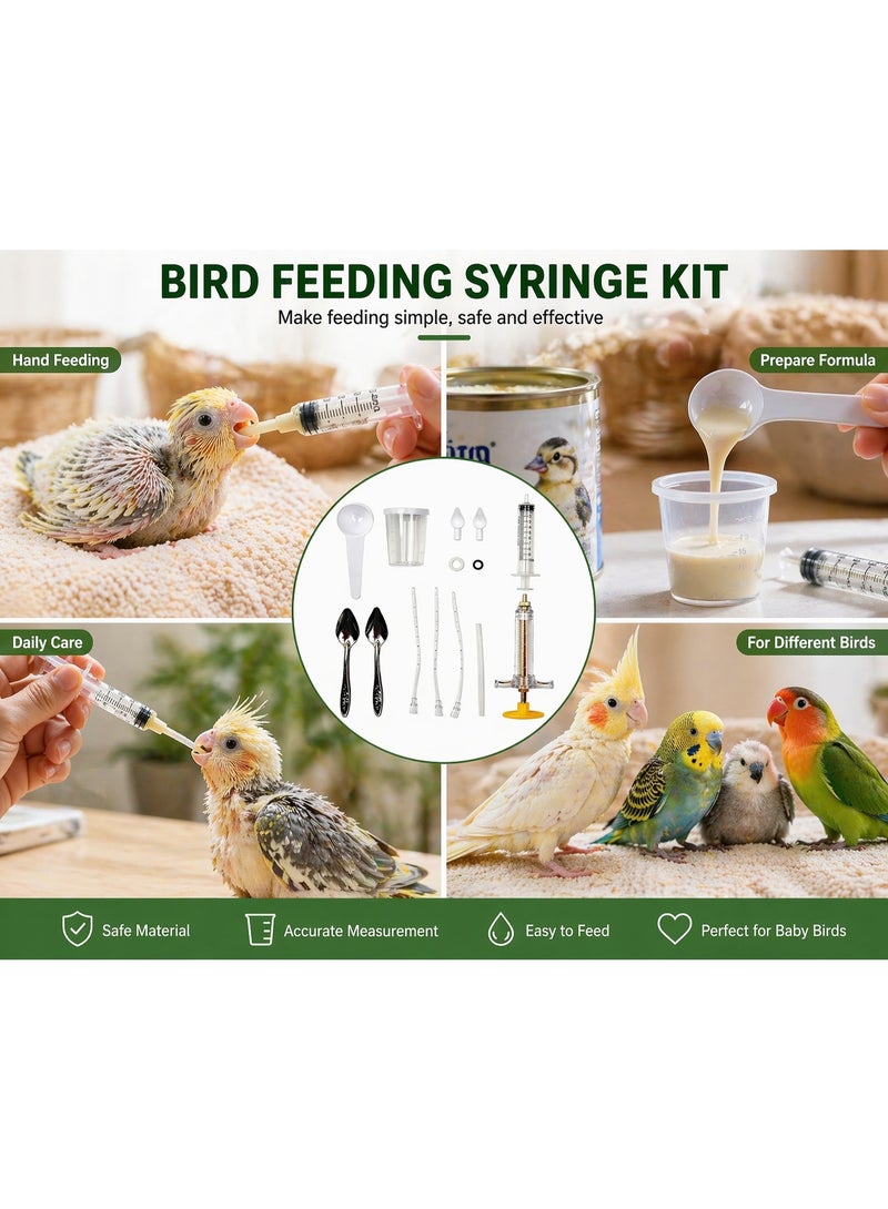 Sisily Baby Bird Feeding Syringe  Set Parrot Hand Feeding Kit with Feeding Tube Measuring Cup and Spoon Small Pet Chick Care Tools - Image 3