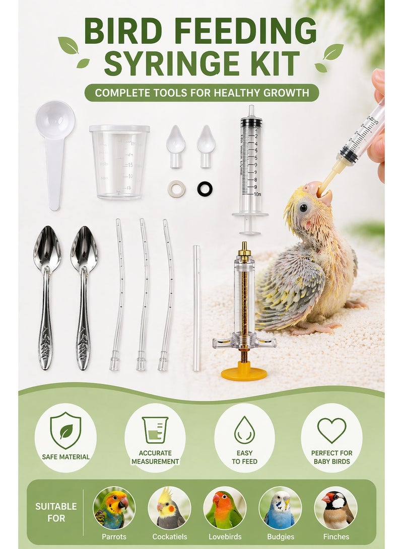 Sisily Baby Bird Feeding Syringe  Set Parrot Hand Feeding Kit with Feeding Tube Measuring Cup and Spoon Small Pet Chick Care Tools - Image 5