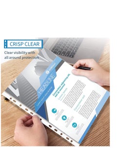 Terabyte A4 Transparent file 100 Pcs Clear Plastic Folder Punched Pockets for Filing Paper & Documents (60 mic)  - Image 3