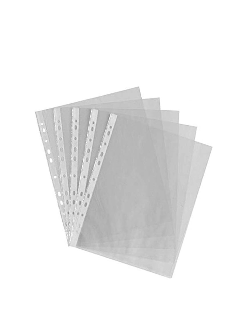 Terabyte A4 Transparent file 100 Pcs Clear Plastic Folder Punched Pockets for Filing Paper & Documents (60 mic)  - Image 4