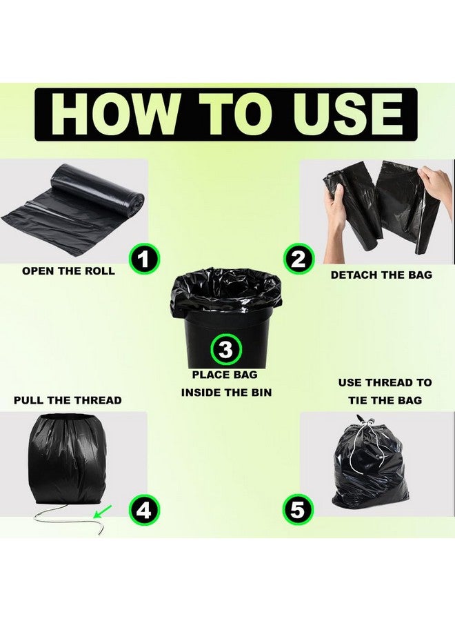 ELLA Ella Garbage Bags 24 x 32 Inches (Large) 60 Bags 4 Rolls Black Color With Check Duster Cloth Free  - Image 5