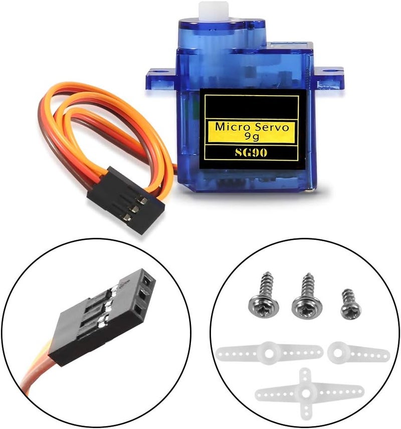 DORHEA 2Pcs SG90 Micro Servo Motor 180 Degree SG90 9G Gear Motor Control for Arduino Raspberry Pi RC Car Toy Robot Helicopter Airplane Controls Car Boat DIY - Image 2