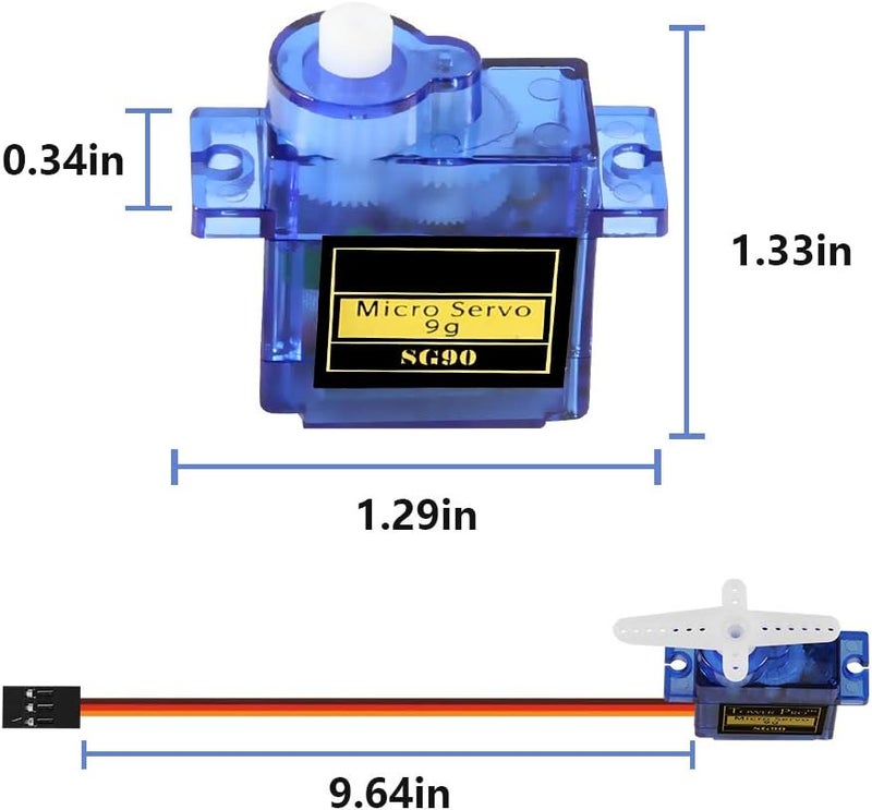 DORHEA 2Pcs SG90 Micro Servo Motor 180 Degree SG90 9G Gear Motor Control for Arduino Raspberry Pi RC Car Toy Robot Helicopter Airplane Controls Car Boat DIY - Image 4