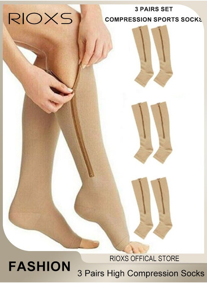 RIOXS 3 Pairs High Compression Socks for Men & Women – Circulation Support, Recovery, Athletic Running, Travel, Achilles Tendon Protection Unisex  - Image 1