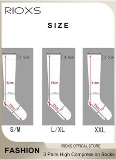 RIOXS 3 Pairs High Compression Socks for Men & Women – Circulation Support, Recovery, Athletic Running, Travel, Achilles Tendon Protection Unisex  - Image 4