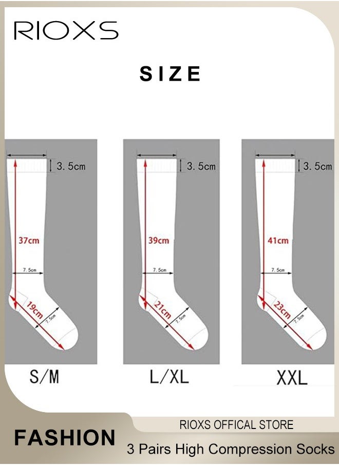 RIOXS 3 Pairs High Compression Socks for Men & Women – Circulation Support, Recovery, Athletic Running, Travel, Achilles Tendon Protection Unisex  - Image 4
