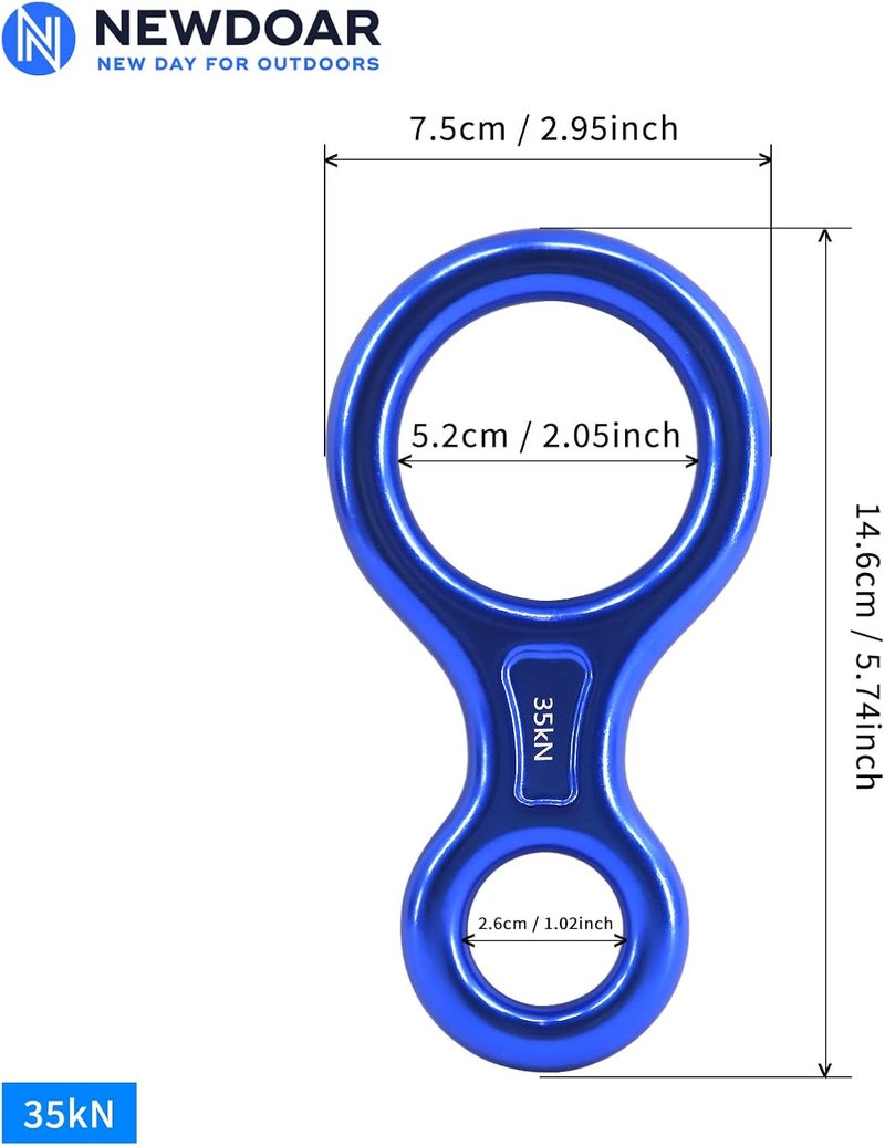 Newdoar Climbing Gear Downhill Equipment, Descender Rappel Rock Climbing Descending Belaying Equipment Rescue Figure 8 Descender Rigging Plate 35KN for Climbing Belaying and Rappeling Device - Image 1