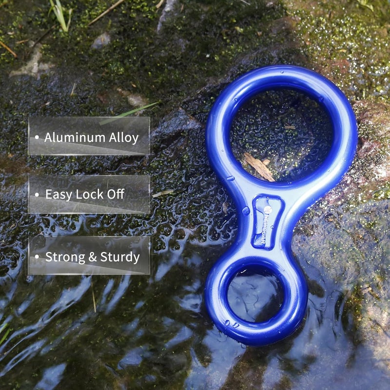 Newdoar Climbing Gear Downhill Equipment, Descender Rappel Rock Climbing Descending Belaying Equipment Rescue Figure 8 Descender Rigging Plate 35KN for Climbing Belaying and Rappeling Device - Image 3