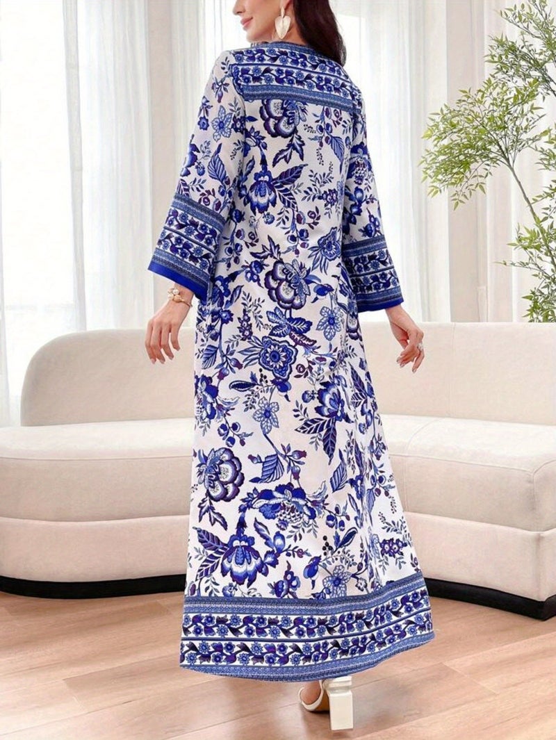ZD021111 Middle East Spring/Summer New Loose Fit Holiday Elegant Daily Wear Festival Muslim Women's Dubai Abayas Robe Dress - Image 3