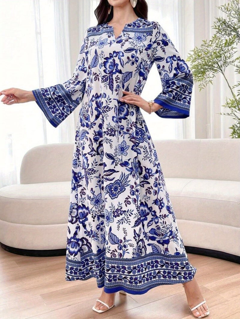 ZD021111 Middle East Spring/Summer New Loose Fit Holiday Elegant Daily Wear Festival Muslim Women's Dubai Abayas Robe Dress - Image 5