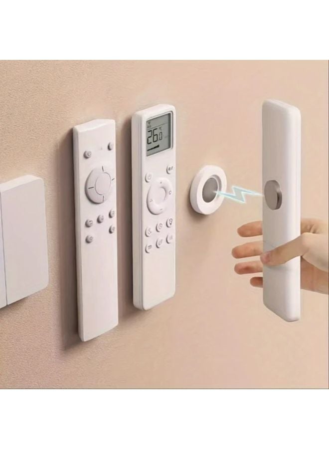 قطعتان من حوامل الجدران المغناطيسية، حوامل بدون مسامير ولا تترك أثرًا، لأجهزة التحكم عن بعد في التلفزيون والمفاتيح، باللون الأبيض - Image 2