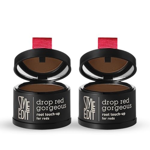 STYLE EDIT Root Touch Up Powder for Dark Red Hair by Style Edit Mineral Infused Binding Hairline Powder Cover Grays 2 Pack - Image 2