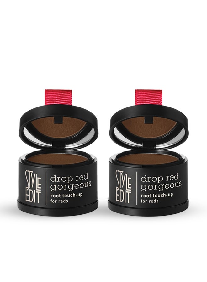 STYLE EDIT Root Touch Up Powder for Dark Red Hair by Style Edit Mineral Infused Binding Hairline Powder Cover Grays 2 Pack - Image 3