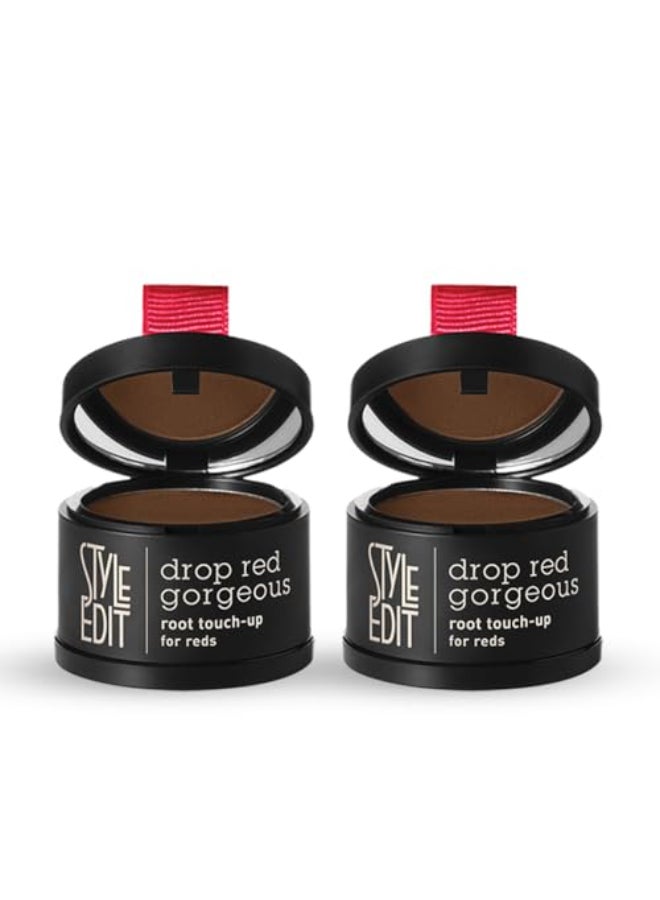 STYLE EDIT Root Touch Up Powder for Dark Red Hair by Style Edit Mineral Infused Binding Hairline Powder Cover Grays 2 Pack - Image 1