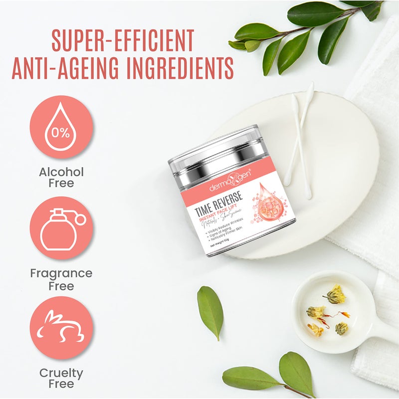 DERMAXGEN Time Reverse Instant Face Lift For Neck, Chest & Loose Sagging Skin/Reduce Sun Spots, Facial Aged Wrinkles, Anti-aging Cream(organic) - Image 4