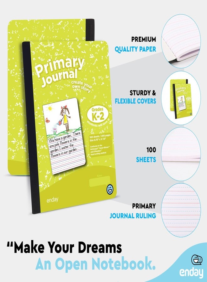 Enday Primary Journal Grades K-2, Primary Writing Journal, Half Page Ruled Primary Journal Composition Notebook for Kids, 100 Sheets kids Notebook, in Pink, Green, Red (6 Pack) - Image 2
