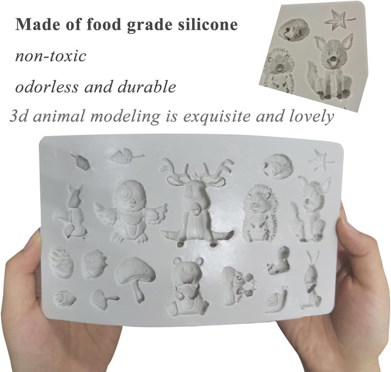 HUSAINI MART 1PC 20 Cavity Silicone Animal Theme Fondant Mold Forest AnimalCute Chocolate Molds Decorating Chocolate Cookies PastryCupcake Decoration DIY Baking Mold Multicoloured - Image 3