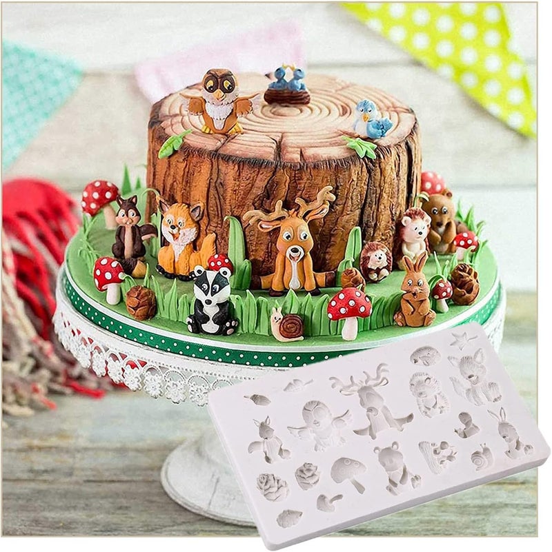 HUSAINI MART 1PC 20 Cavity Silicone Animal Theme Fondant Mold Forest AnimalCute Chocolate Molds Decorating Chocolate Cookies PastryCupcake Decoration DIY Baking Mold Multicoloured - Image 4