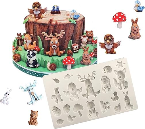 HUSAINI MART 1PC 20 Cavity Silicone Animal Theme Fondant Mold Forest AnimalCute Chocolate Molds Decorating Chocolate Cookies PastryCupcake Decoration DIY Baking Mold Multicoloured - Image 1