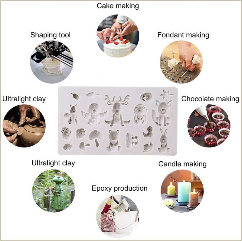 HUSAINI MART 1PC 20 Cavity Silicone Animal Theme Fondant Mold Forest AnimalCute Chocolate Molds Decorating Chocolate Cookies PastryCupcake Decoration DIY Baking Mold Multicoloured - Image 5