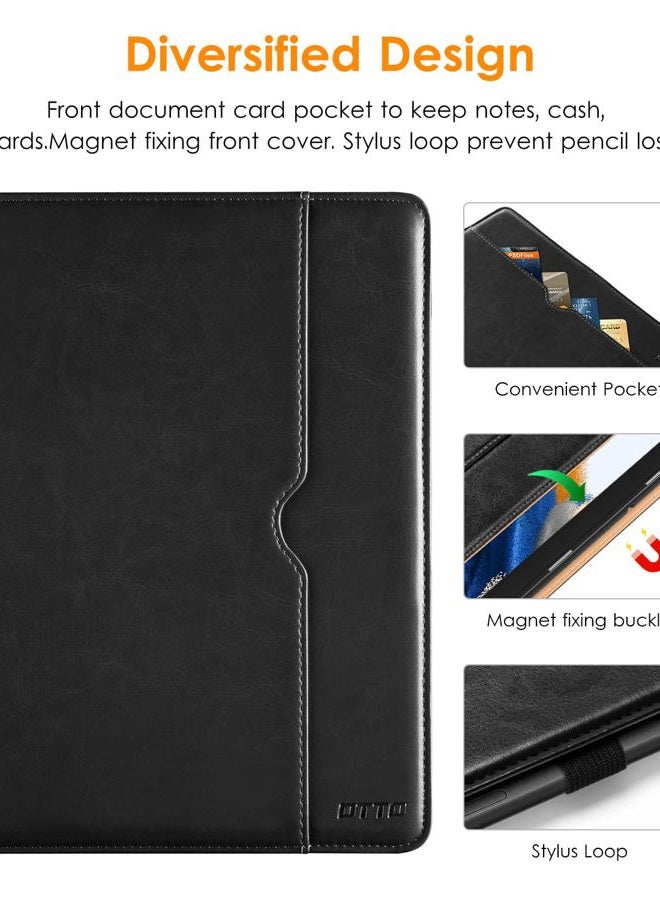 DTTO for Samsung Galaxy Tab A8 10.5 inch Case 2022, Premium Leather Business Folio Stand Cover with Built-in Hand Strap for Samsung Galaxy Tab A8 10.5'' 2022 Model [SM-X200/X205/X207], Black - Image 3