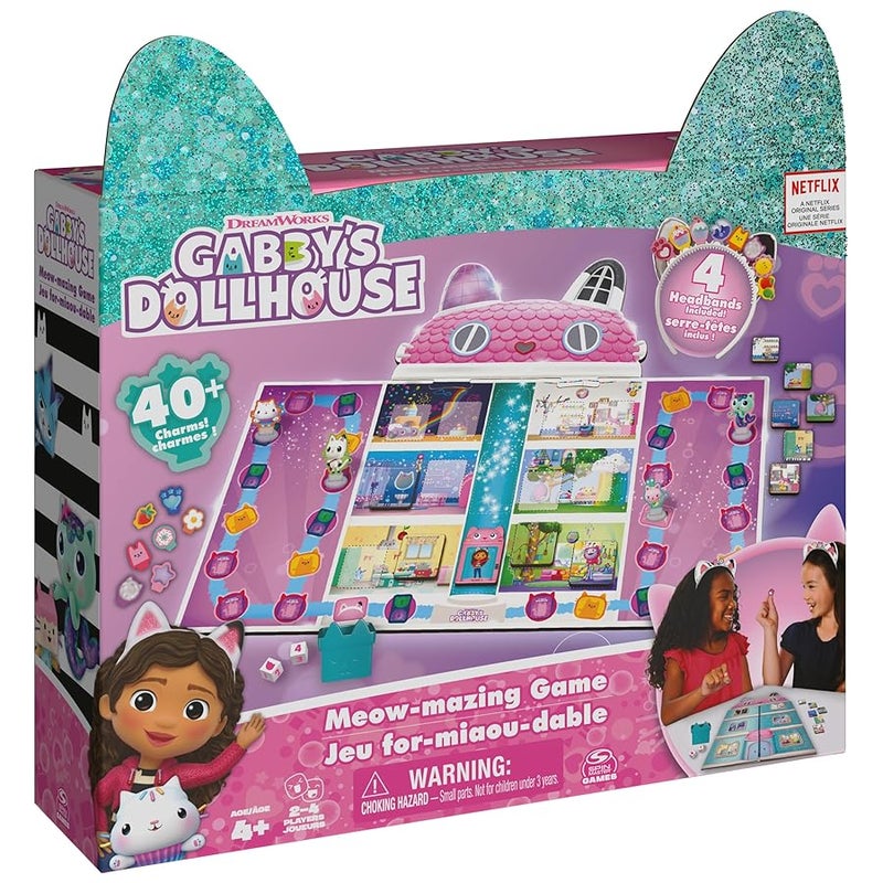 Spin Master Games Gabbys Dollhouse MeowMazing Board Game Board Game for Kids Family Games Preschool Game for Families Kids Ages 4 - Image 1